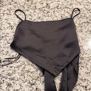 Forever 21 Black Satin Crop Top